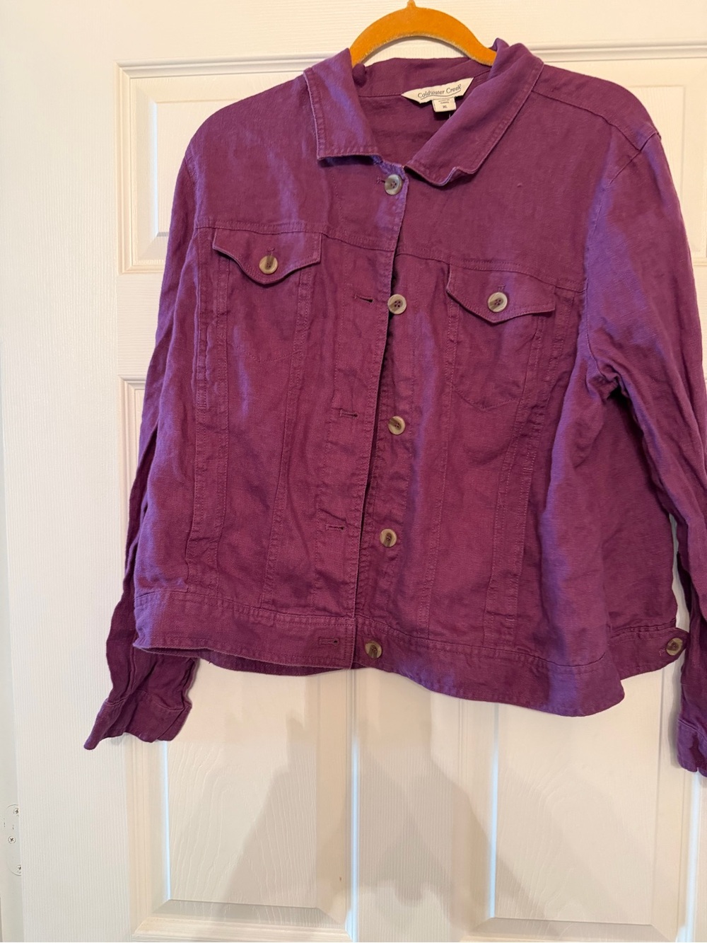 Coldwater Creek Purple Linen Button Up Jacket